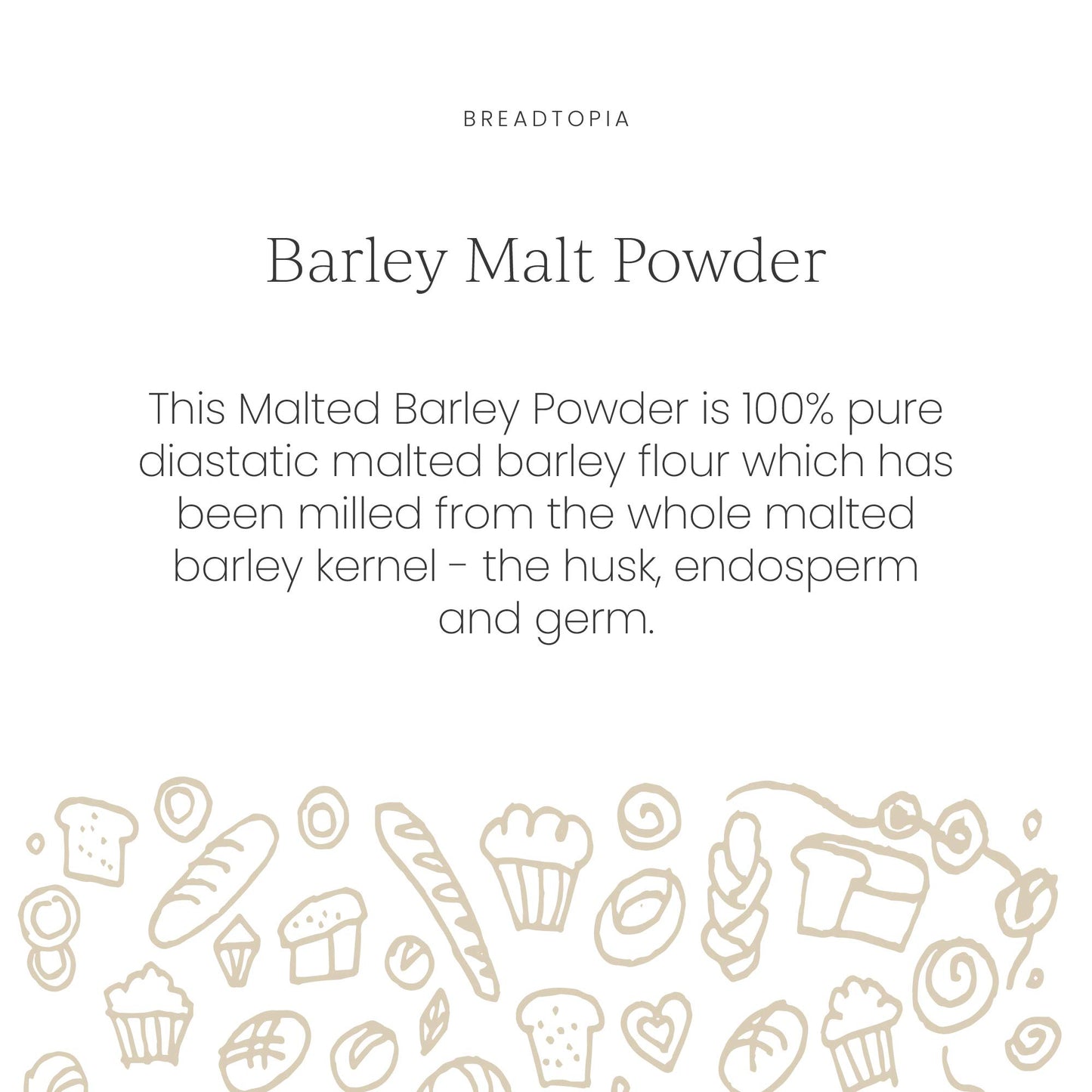 Breadtopia Organic Diastatic Malt Powder, Non-GMO, 8 oz, No Additives, No Sugar, Milled from Whole Malted Barley Kernel