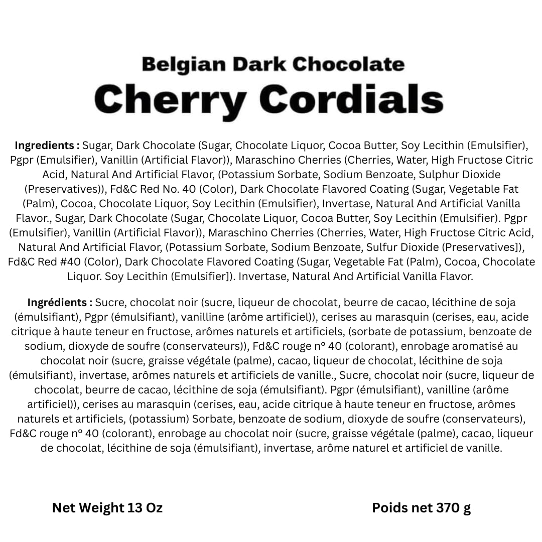 Andy Anand Vegan Belgian Dark Chocolate Cherry Cordials | Elegant Gift Box | Indulgent, Decadent, Amazingly Delicious | Whole Cherry, Exploding With Flavor (48 Pcs)