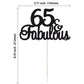 Gyufise 1Pcs 65 & Fabulous Cake Topper Black Glitter Sixty Five And Fabulous Cake Toppers Happy 65Th Birthday Cake Pick For 65Th
