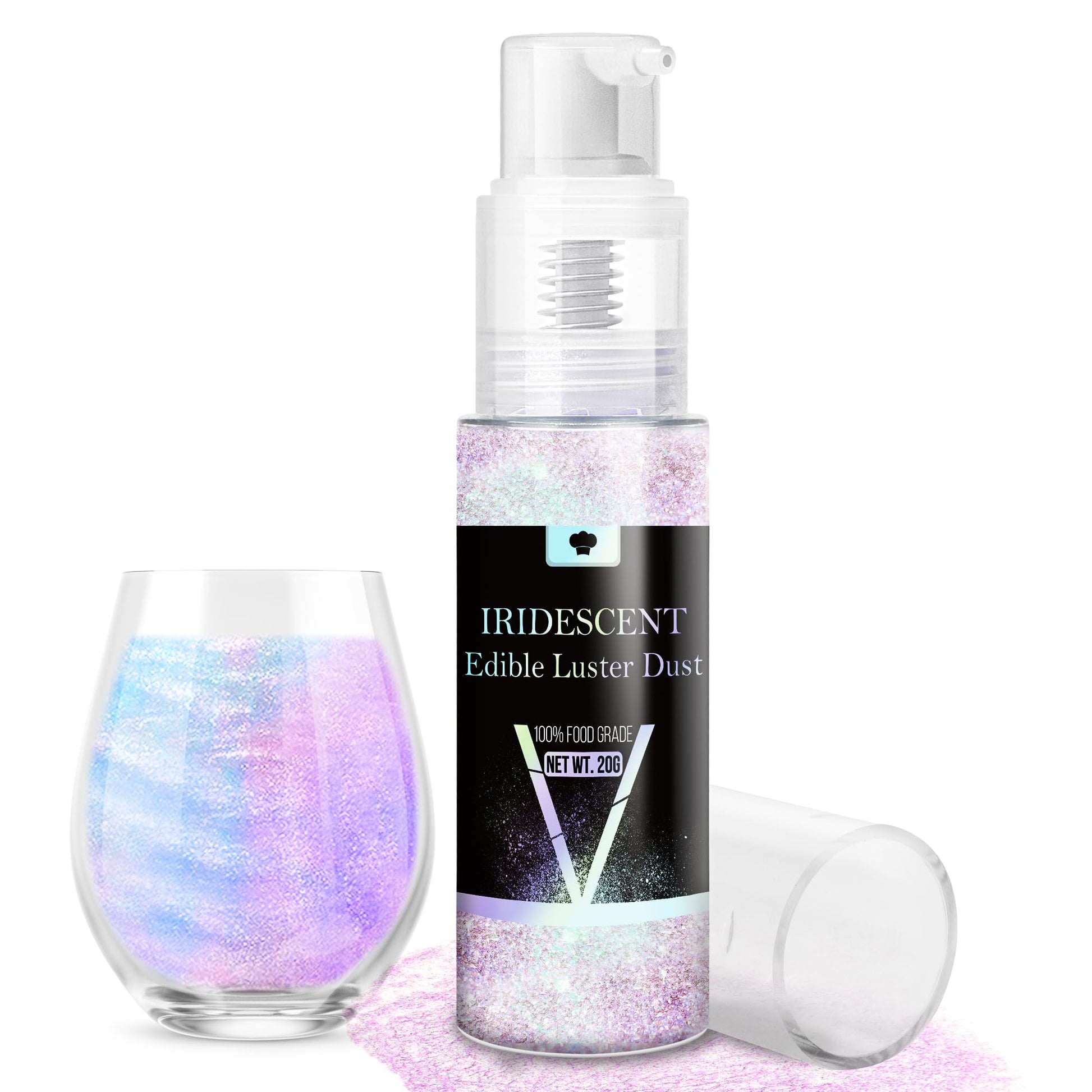 Vividye Iridescent Edible Glitter Spray, 20g Luster Dust Powder for Baking, Drinks, and Decorations