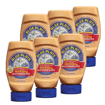 Blue Plate Hot & Spicy Mayonnaise, Rich And Creamy Mayo With A Southern Kick - 12 Fl Oz Squeeze Bottle (Pack Of 6)