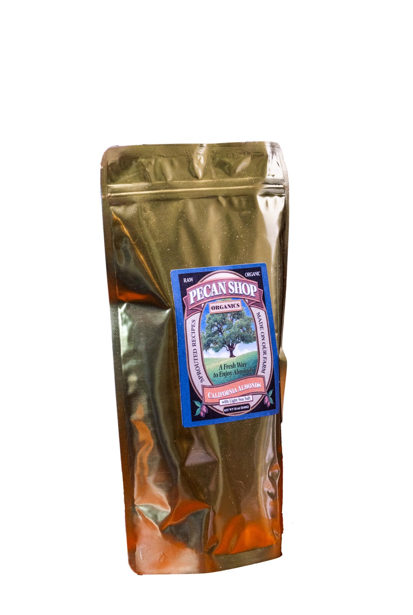Pecan Shop Sprouted Raw Organic Almonds - Light Sea Salt, 12 oz
