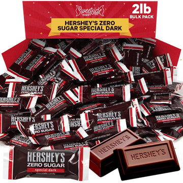 Hersheyzero Sugar - 2 Pounds - Special Dark Chocolate Candy Bulk Pack Individually Wrapped Hershy Sugar Free Chocolate Candy Bar