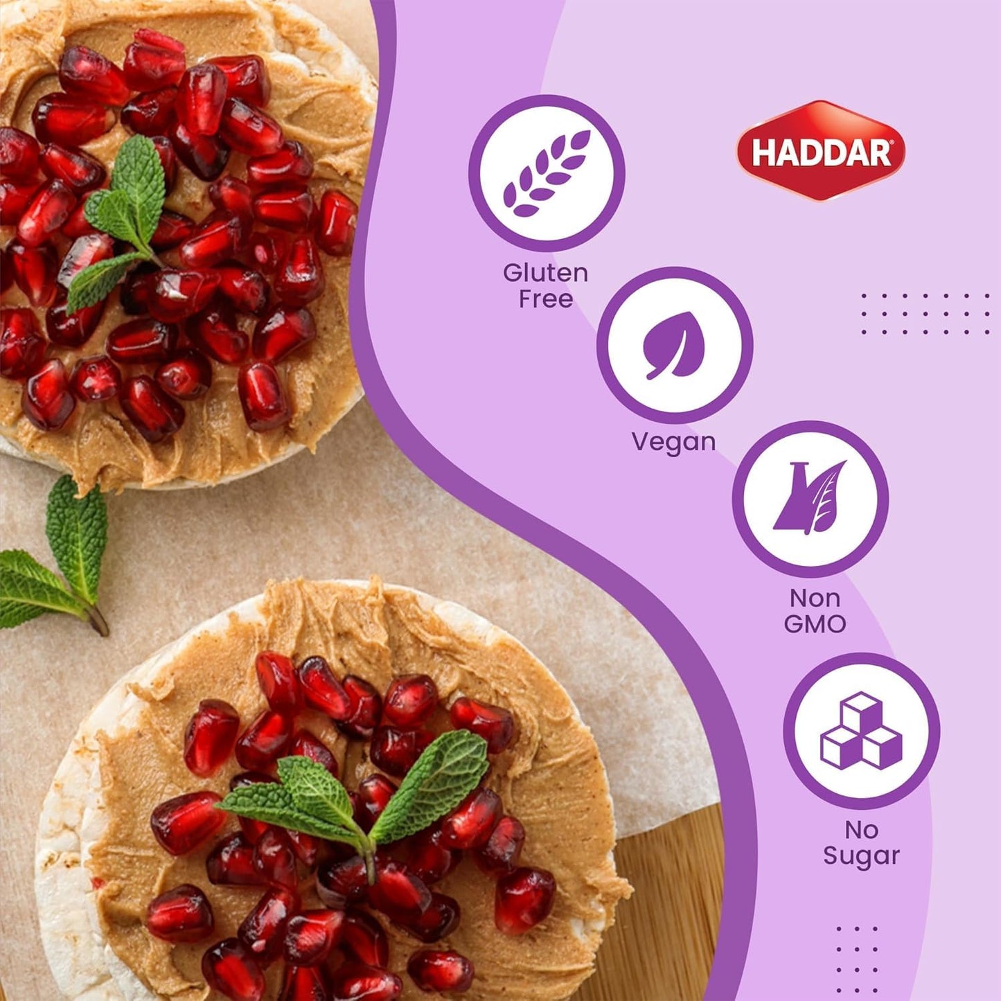 Haddar Wholegrain Rice Cakes 4.2oz (3 Pack) Made From Brown Rice | All Natural, Gluten Free, Vegan, Non GMO | Low Fat & Low Calo