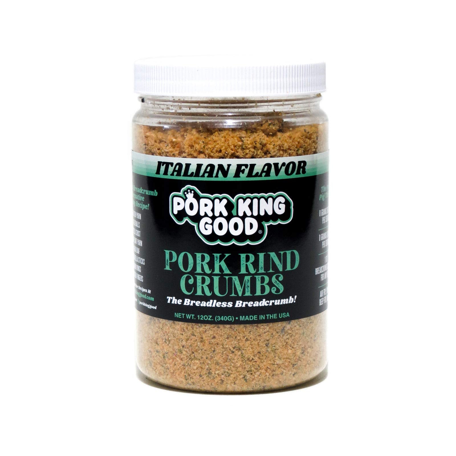 Pork King Good Italian Pork Rind Crumbs (Low Carb Keto Diet)! Perfect For Ketogenic, Paleo, Gluten-Free, Sugar Free and Bariatri