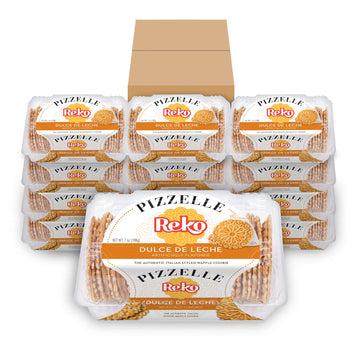 Reko Pizzelle Authentic Italian Style Waffle Cookie, Dulce De Leche, 7 Ounce (Pack Of 12)