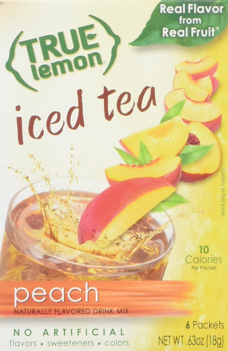 True Citrus Peach Iced Tea Mix - Instant Powdered Drink Packets, 6 Count (Pack of 4), Red