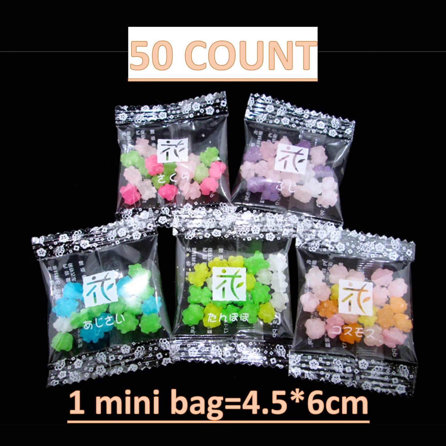 Maruta Candy Konpeito, Hanatsume, Japanese Sugar Candy, 0.2Oz 50Count