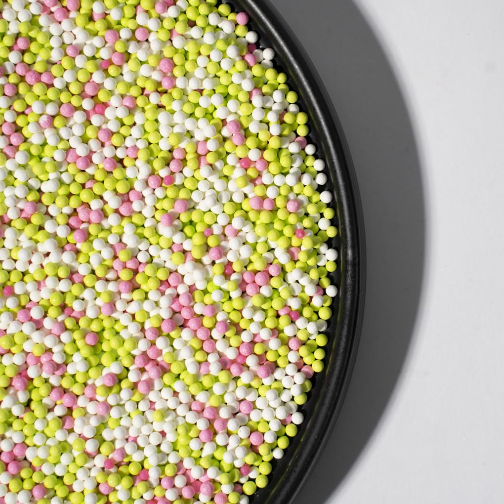 Sprinkles 130g/4.6oz , White Pink Green Edible Pearl Sprinkles for Cake Decorations, Baking, Ice Cream, Cookies, Cupcake Topper 