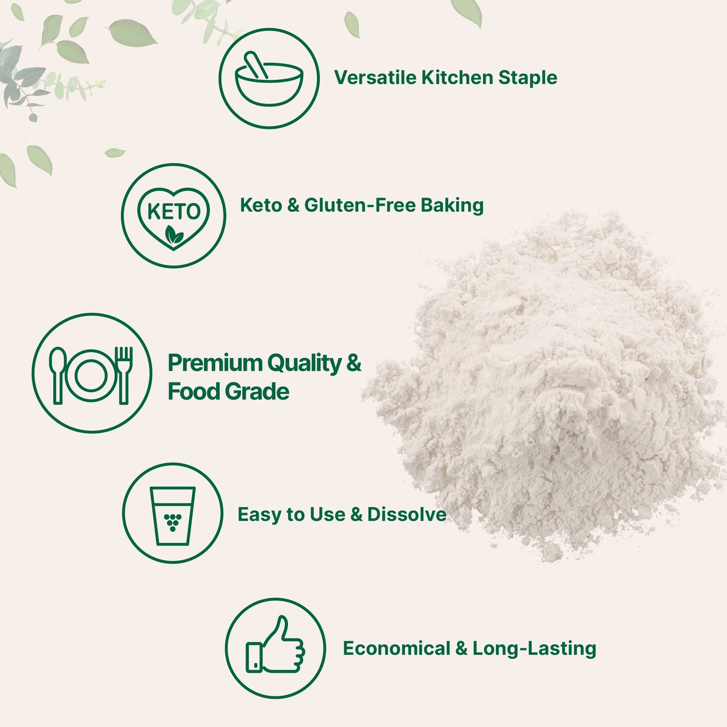Xanthan Gum Powder, 2Lb (32Oz) | Premium Quality For Keto & Gluten-Free Baking | Unflavored Thickening Agent For Cooking & Baking | Non-Gmo, Vegan Friendly