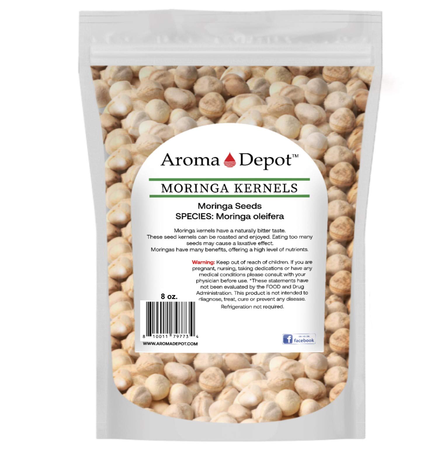 Aroma Depot Moringa Seeds KERNEL 100% Natural Raw Superfood 8 oz Off White