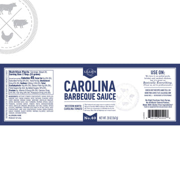Lillies Q Carolina Barbeque Sauce, Gourmet Tangy BBQ Sauce, Gluten-Free, 152 oz, Model FGLIL127-1