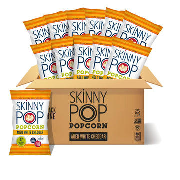 Skinnypop Aged White Cheddar Popcorn, Gluten Free, Non-Gmo, Healthy Popcorn Snacks, Skinny Pop, 4.4 Oz Grocery Sized Bags (12 Co