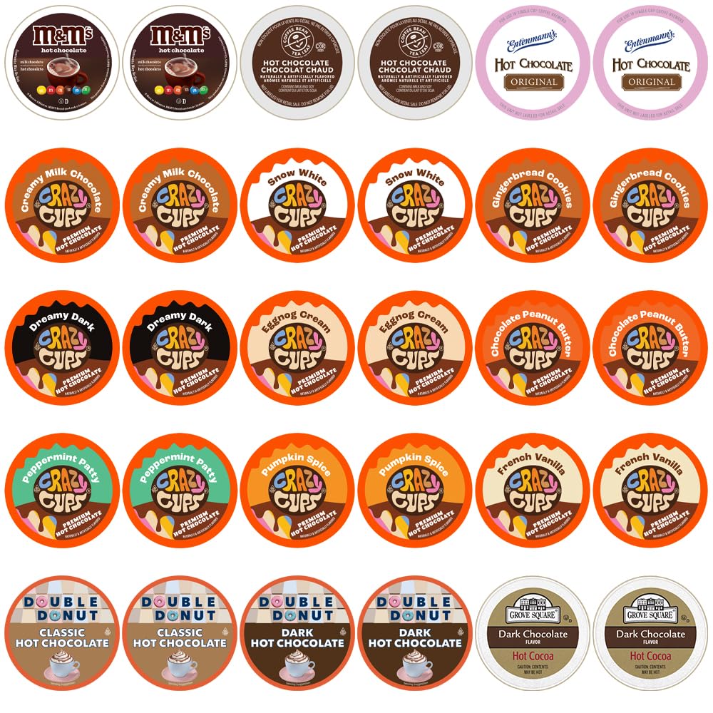 Perfect Samplers Hot Chocolate Single Serve Cups, Variety Pack Sampler, 30 Count, For Keurig K Cup Brewers