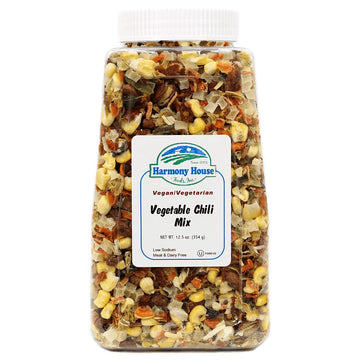 Harmony House Plain Vegetable Chili Mix – Gluten Free, Low Sodium, For Cooking, Camping, Emergency Supply & More (12.5 Oz. Jar)