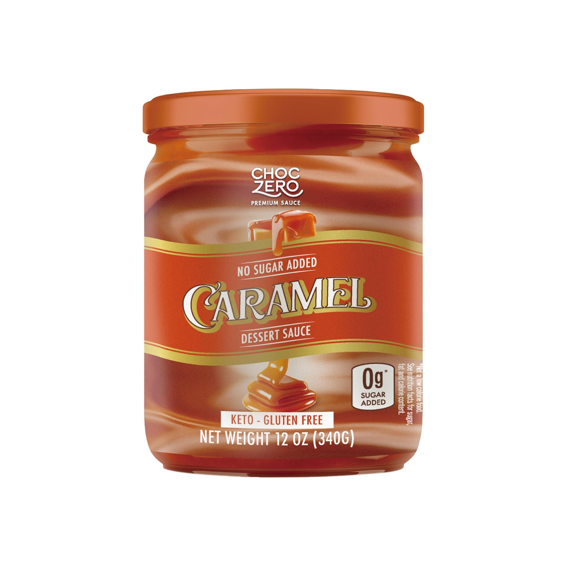 ChocZero Keto Caramel Sauce  No Sugar Added  No Artifical Sweeteners  Low Carb Dessert & Coffee Topping  Gluten Free  12 oz Jar