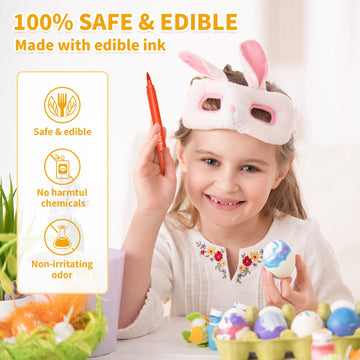 Jewem (Upgrade) Edible Markers for Cookie Decorating, 8Pcs Food Coloring Pens, Double Side Food Grade Pens with Fine & Thick Tip
