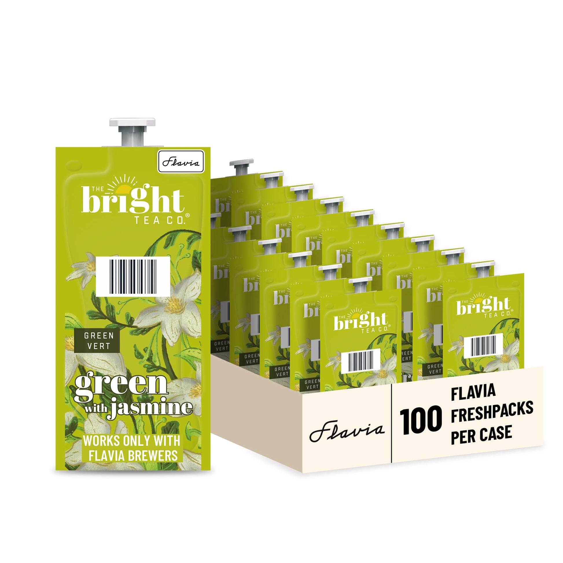 Flavia Bright Tea Co. Green Tea With Jasmine Freshpacks works only with Flavia malt-inspired (Case of 100)