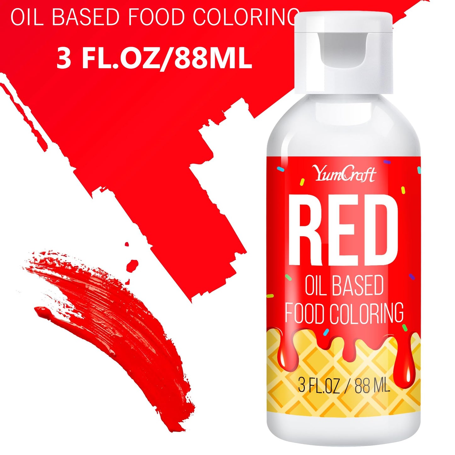 YumCraft Oil Based Food Coloring for Chocolate, 3 Fl Oz, Red - Vibrant Color for Baking, Candy Melts, Frosting
