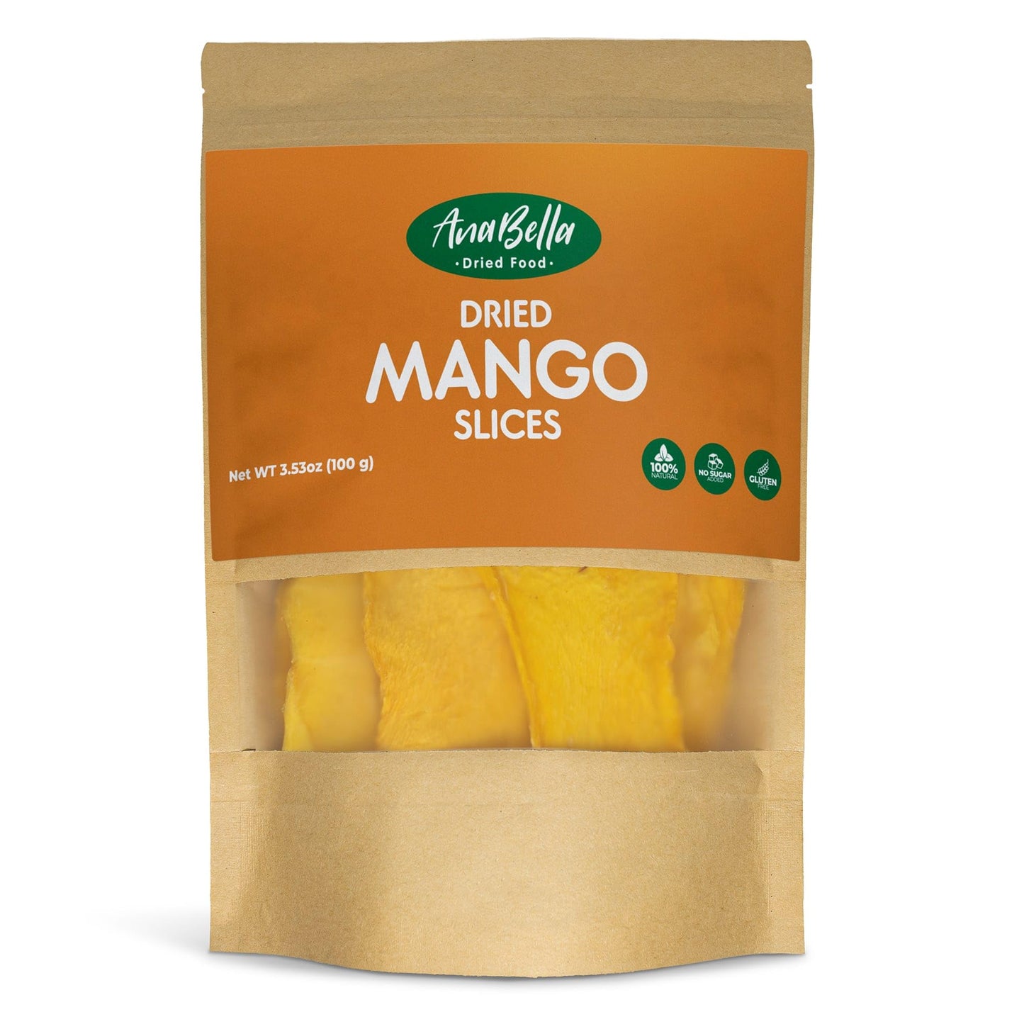 Anabella Dried Food Mango Slices, 100% Natural, Gluten Free, No Sugar Added, 3.53 oz