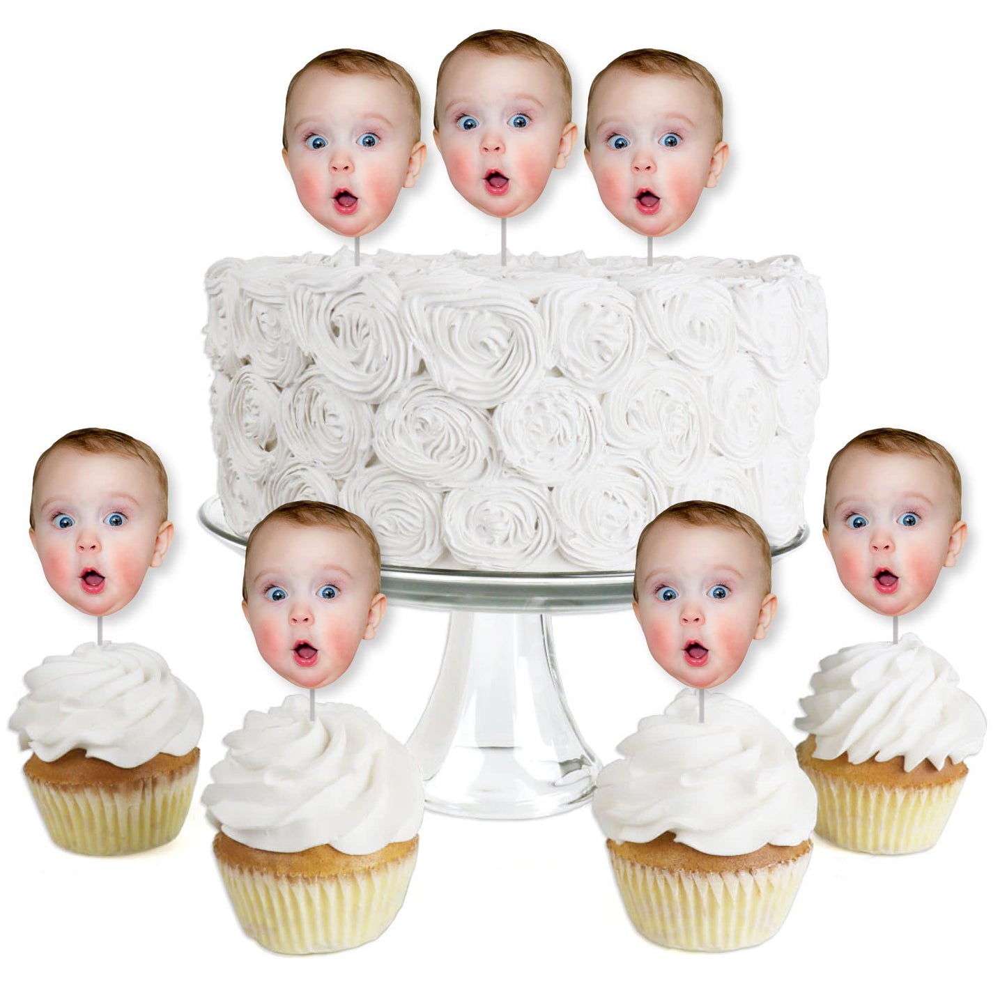 Big Dot Of Happiness Fun Face Cutout Cupcake Toppers - Custom Photo Dessert Picks, One-Of-A-Kind Fun, Personalized Party Decorat