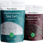Viva Doria Tellicherry Black Peppercorn, Whole Black Pepper, Black Peppercorns, 12 Oz And Mediterranean Sea Salt, Coarse Grain, 2 Lb, For Grinder Refills (2 Set)