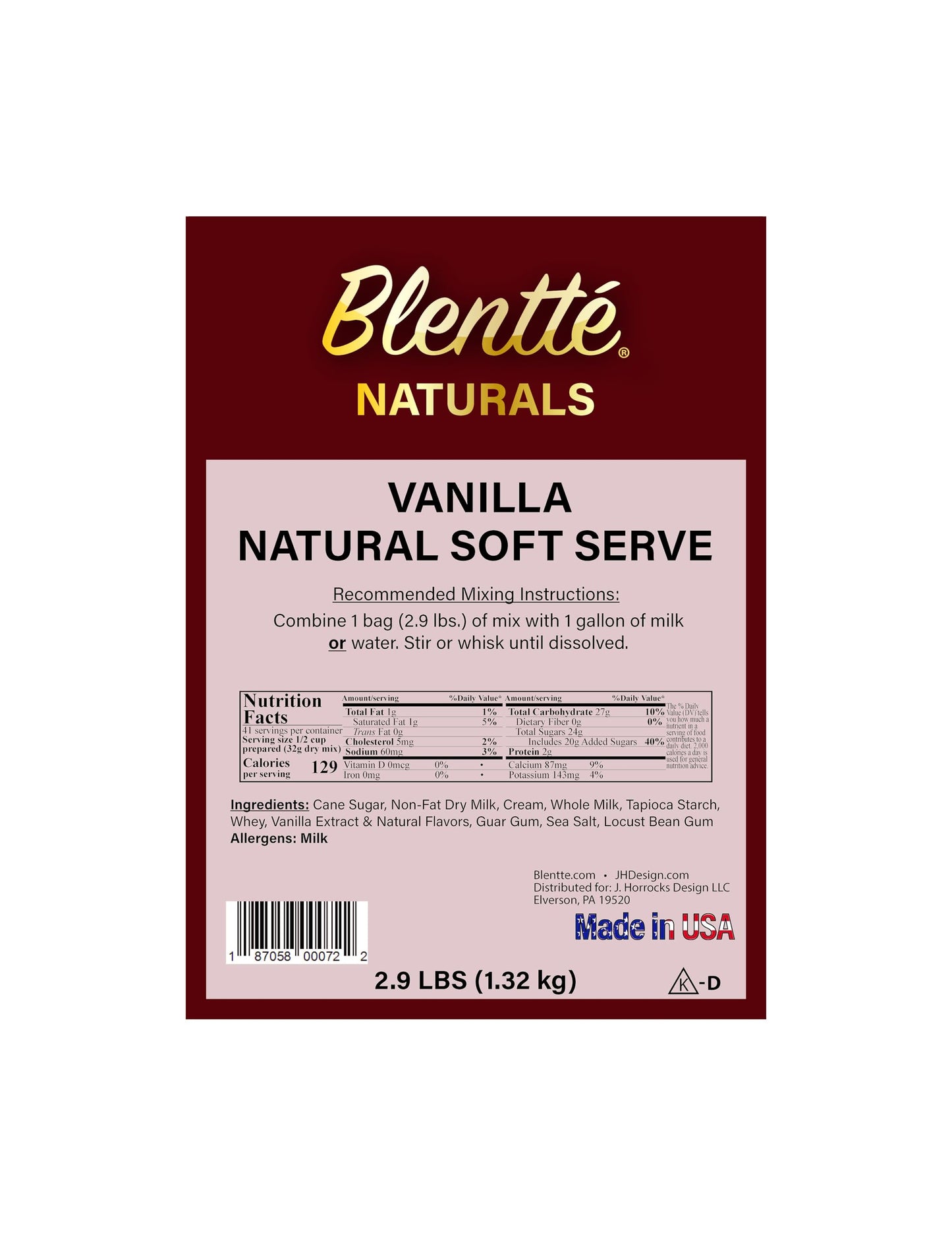 Blentte Soft Serve Ice Cream Mix - Natural Creamy Softserve Powder for Frozen Dessert Maker, Homemade Icecream, Gelato, or Yogur
