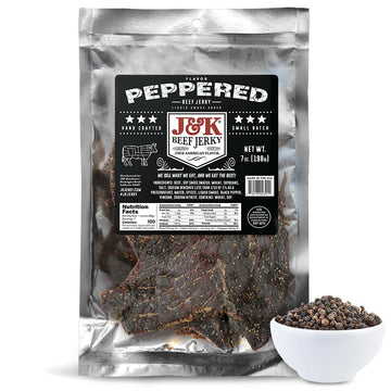 J&K Jerky Small Batch Handcrafted Beef Jerky (7oz, Peppered)