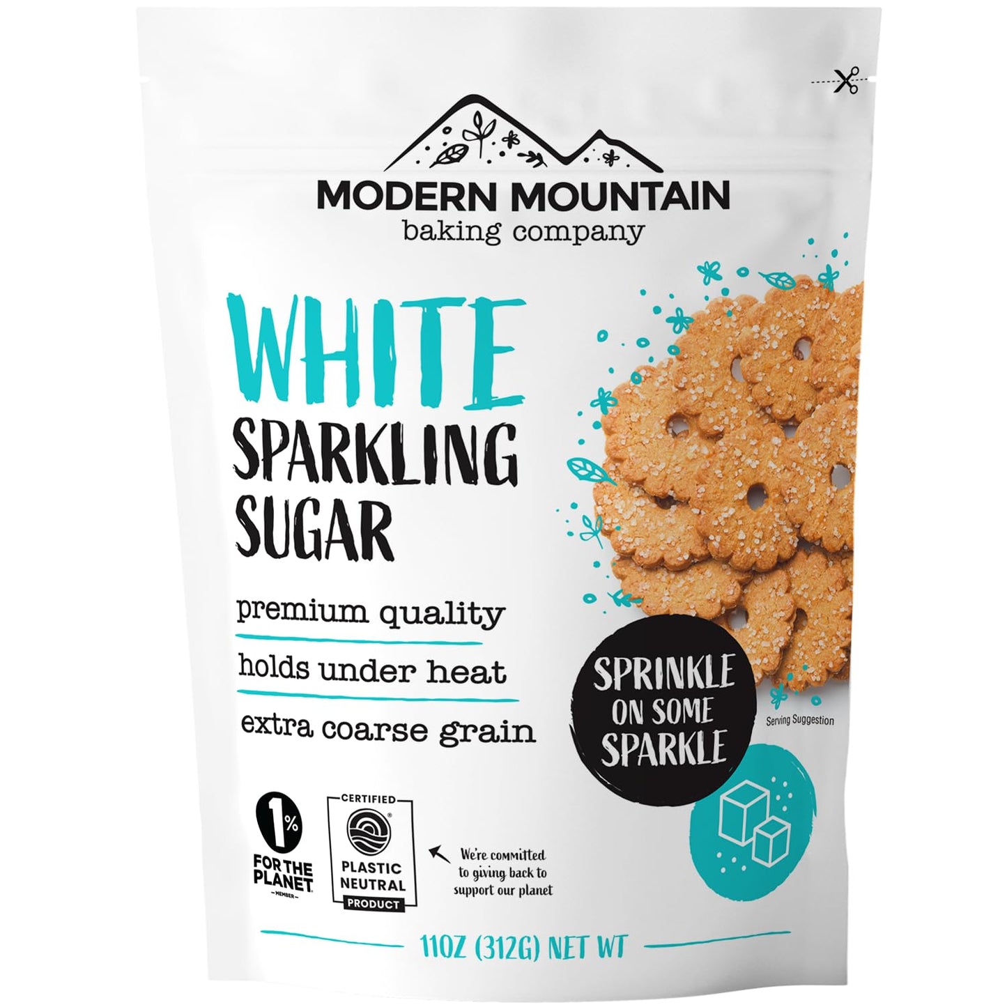 MODERN MOUNTAIN Sparkling Sugar Crystals for Baking, Extra Coarse, 11 Ounce, Non-GMO, Gluten Free, Bright White