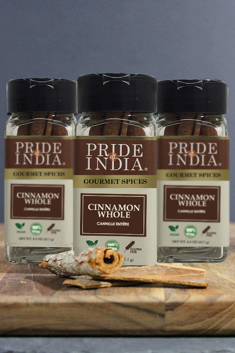 Pride Of India | Cinnamon Bark Whole 0.8 Oz (22.67 Gm) Small Dual Sifter Bottle | Freshly Sourced From India | Gourmet Whole Spi