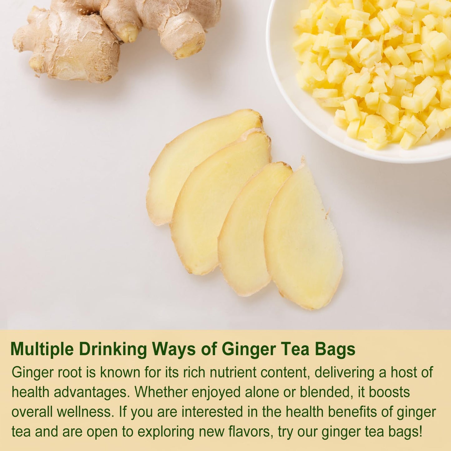 Jarteela Ginger Tea Bags - Natural Ginger Root, Caffeine-Free, 80 Count