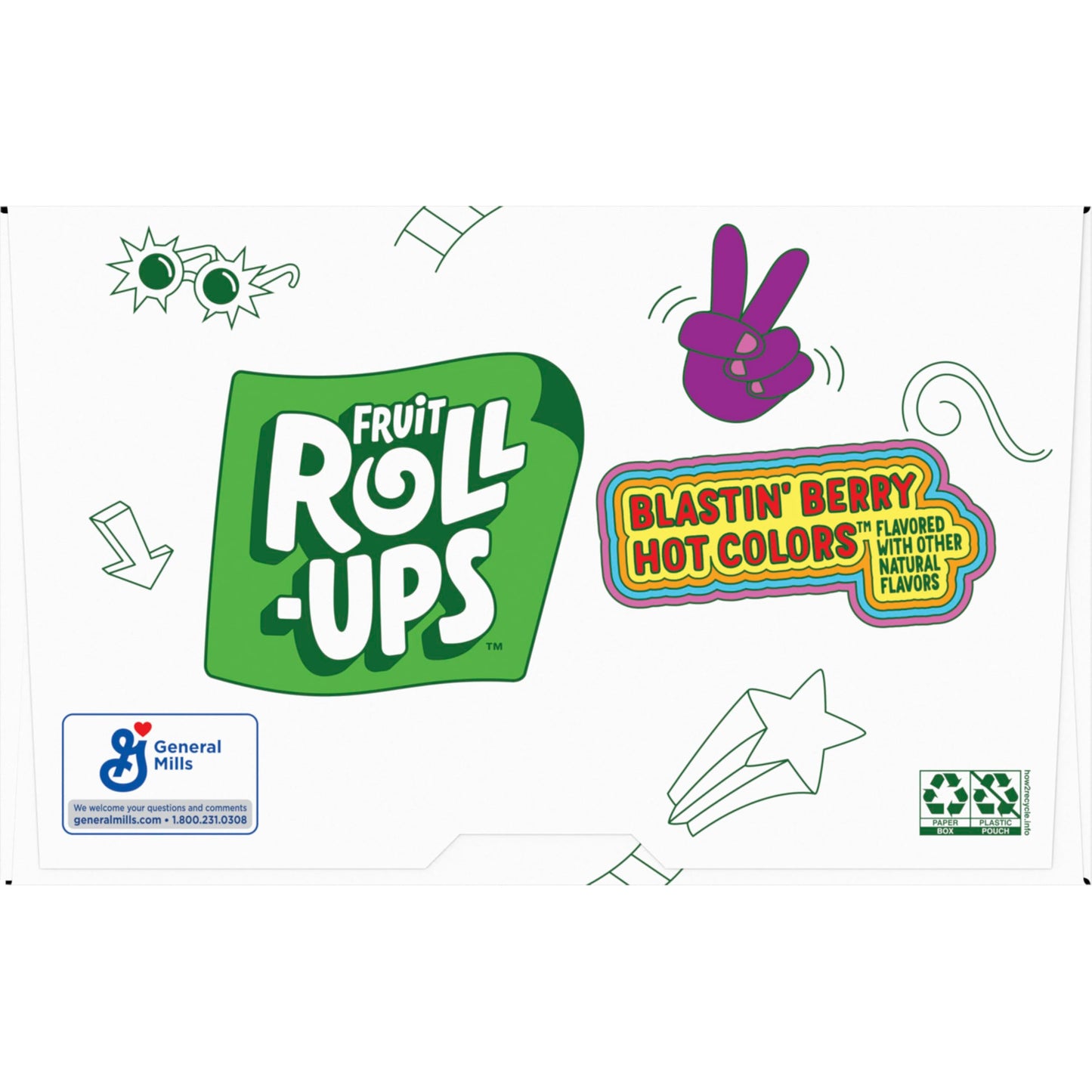 Betty Crocker Fruit Roll Ups, Blastin Berry Hot Colors, 0.5 Oz, 96 Count