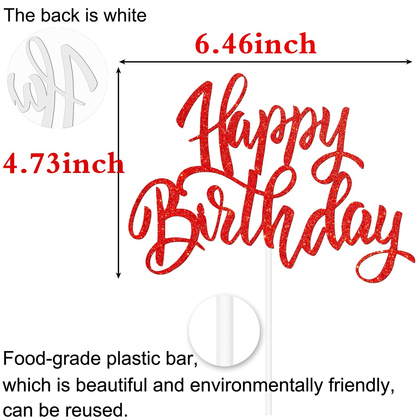 Notbadsys Birthday Cake Decorations, Gold Glitter Letters, Red, Model S1-1-(????)