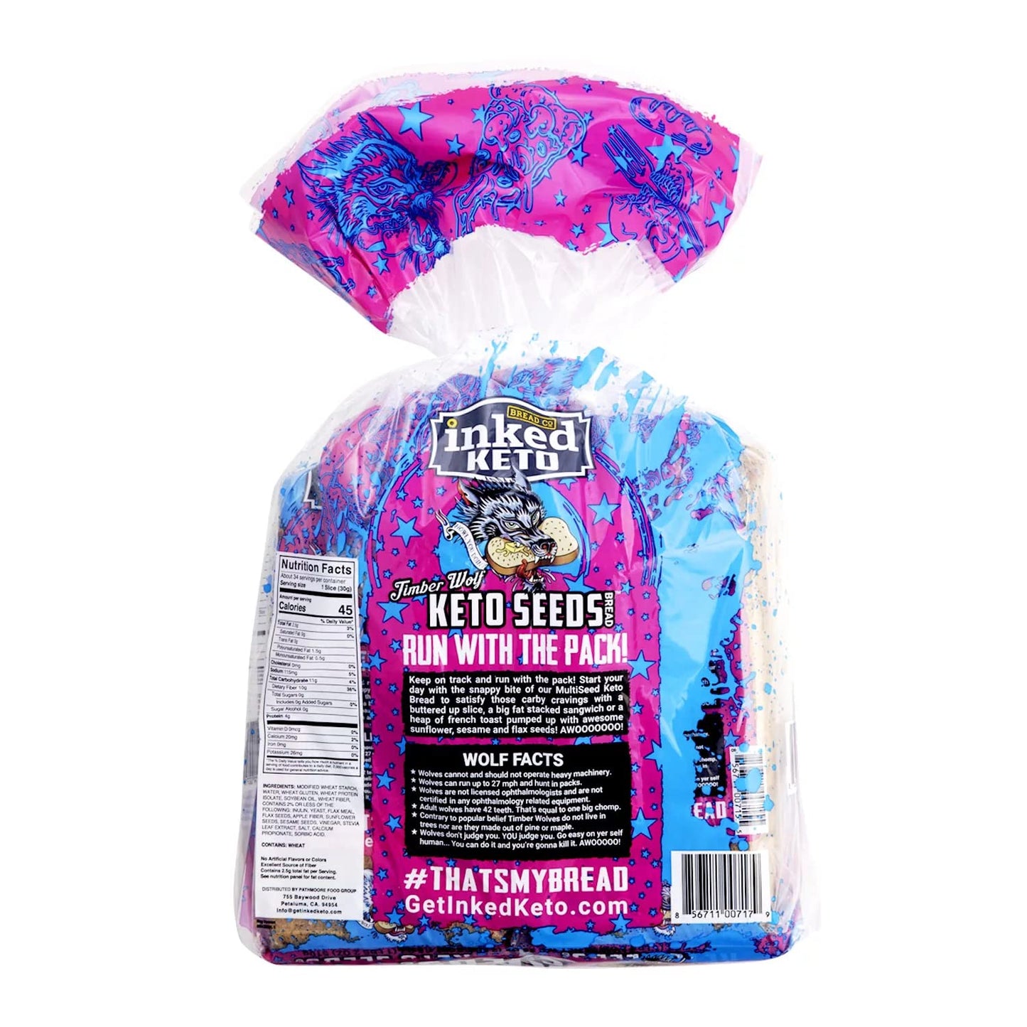 Timber Wolf Keto Seeds Bread No Sugar Added 2 Bags 18 Oz Each Made In Usa By Inked Keto, 1.12 Pound (Pack Of 2)