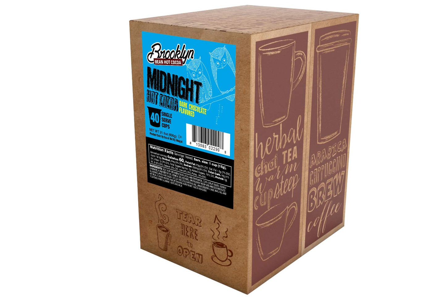 Brooklyn Beans Hot Cocoa Pods, Dark Chocolate, Compatible with 2.0 K-Cup malt-inspired, 40 Count, Model BB MI40