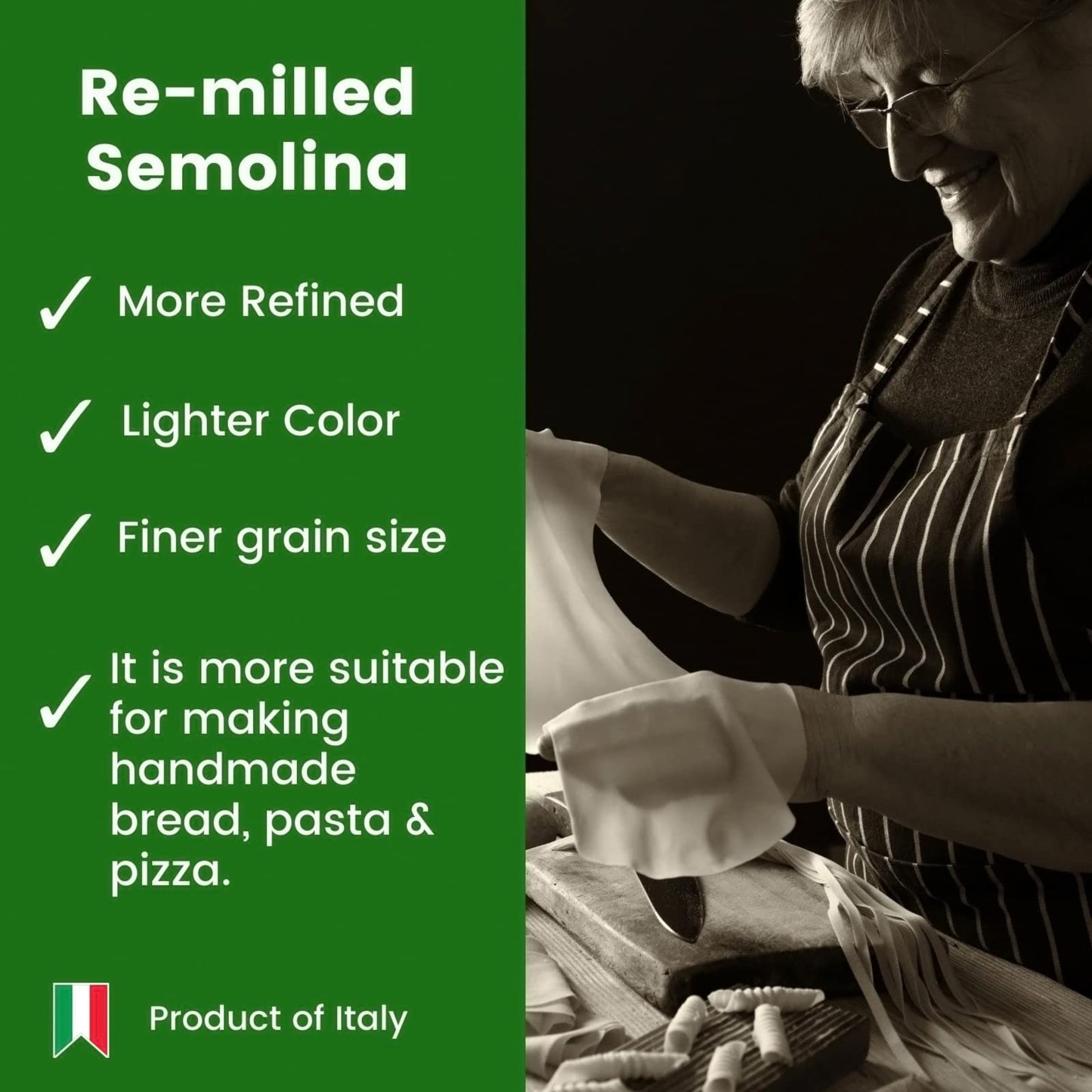 Polselli 2 Pack X 1 Kg, Semola Flour, Semolina Rimachinata Di Grano Duro, Great For Bread, Pizza, Or Pasta Making