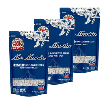 Mr. Martin Freshly Roasted Alpine Salted Sunflower Seeds To Eat – Non-Gmo, Kosher, Crunchy, Delicious, Vegan, Keto Friendly, Low Sodium Snack – 5.25 Oz, Alpine, 3 Pack
