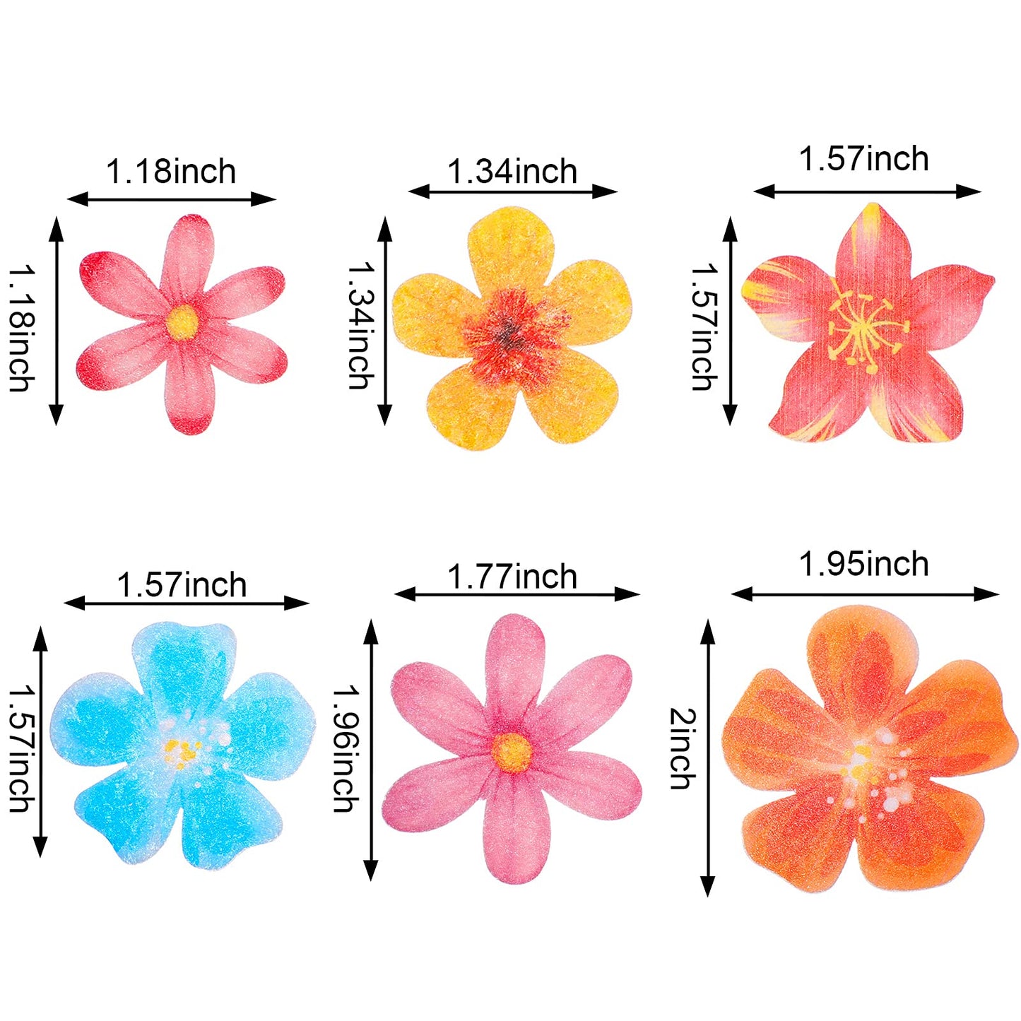 314 Pieces Flowers Cupcake Toppers Wedding Cake Wafer Flowers Cupcake Toppers Birthday Party Food Decoration Mixed Size And Colo