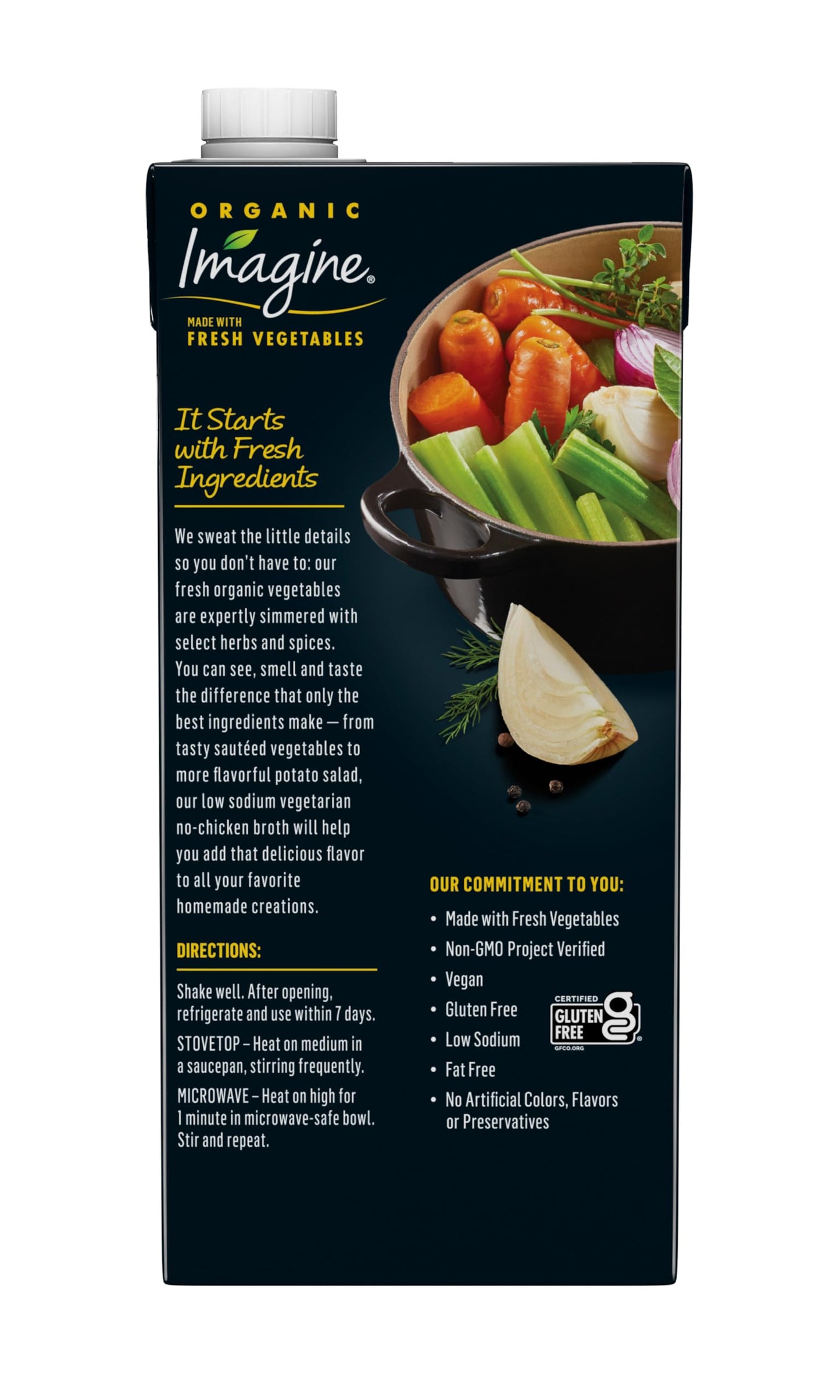 Imagine Low Sodium Organic Vegetarian No-Chicken Broth 32 Oz