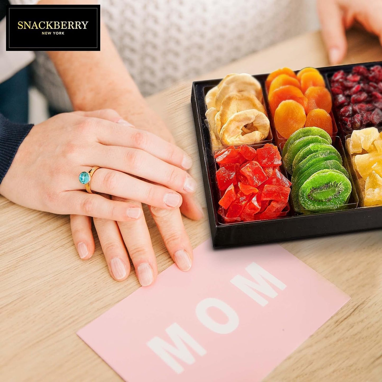 Snackberry Dried Fruit Gift Basket, 2-Pack, 6 Dried Fruit Variety, Gourmet Snack Box, Elegant Drawer Window Gift Box