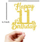 11Th Birthday Cake Topper - Double Sided Gold Glitter, Happy 11Th Birthday Cake Decorations For Girls,11 Cake Topper For Girls,