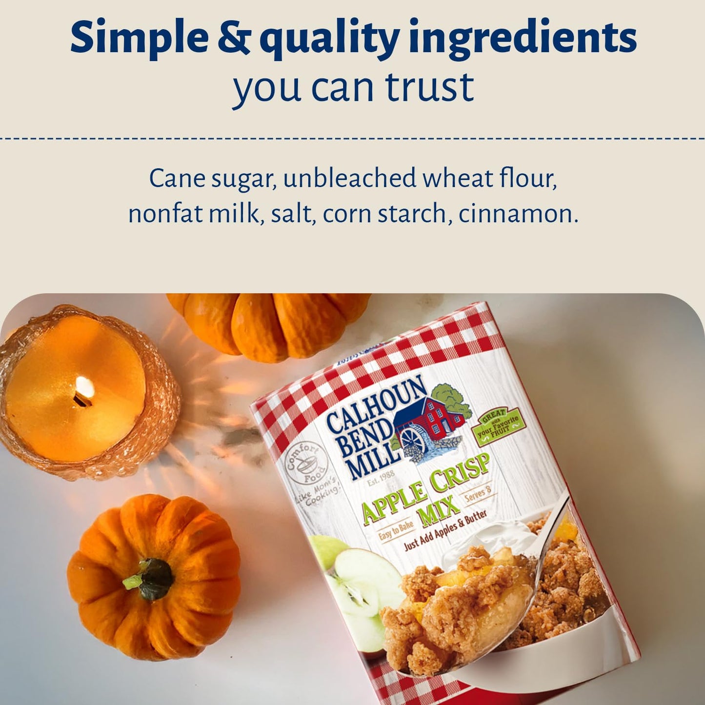 Calhoun Bend Mill Apple Crisp Mix | Easy Fall Dessert for Apples, Peaches, Berries | Perfect w/Apple Pie Filling or Fruit Mix |
