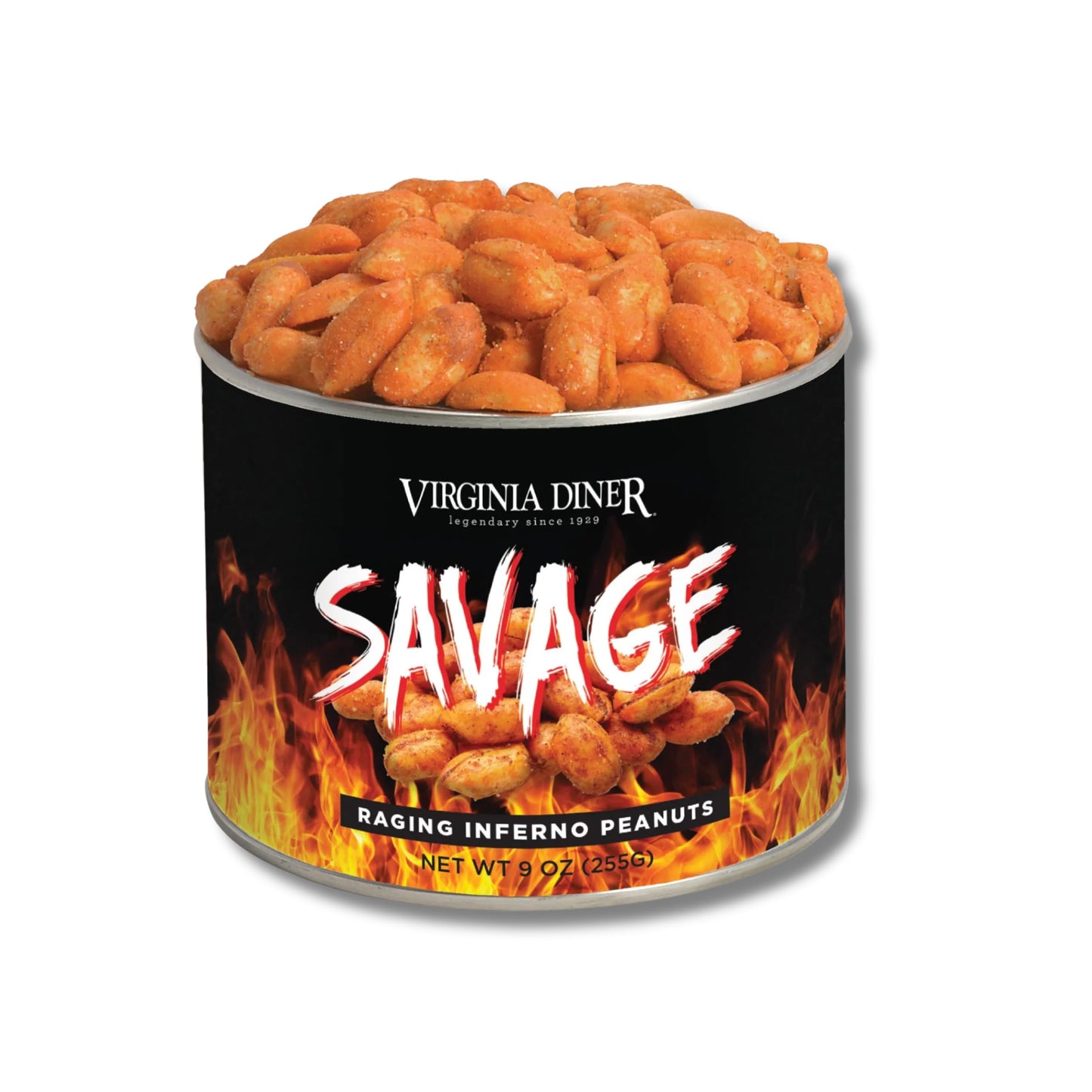 LYZAS SWEETS &   Gift Bundle - Virginia Diner Salted Peanuts (36oz) & Savage Raging Inferno Peanuts (9oz) - Resealable Cans