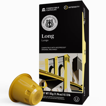 BREWKLYN COFFEE for Nespresso Original Machine 100 pods Certified Genuine Espresso Long Blend Pods Compatible with Nespresso Ori