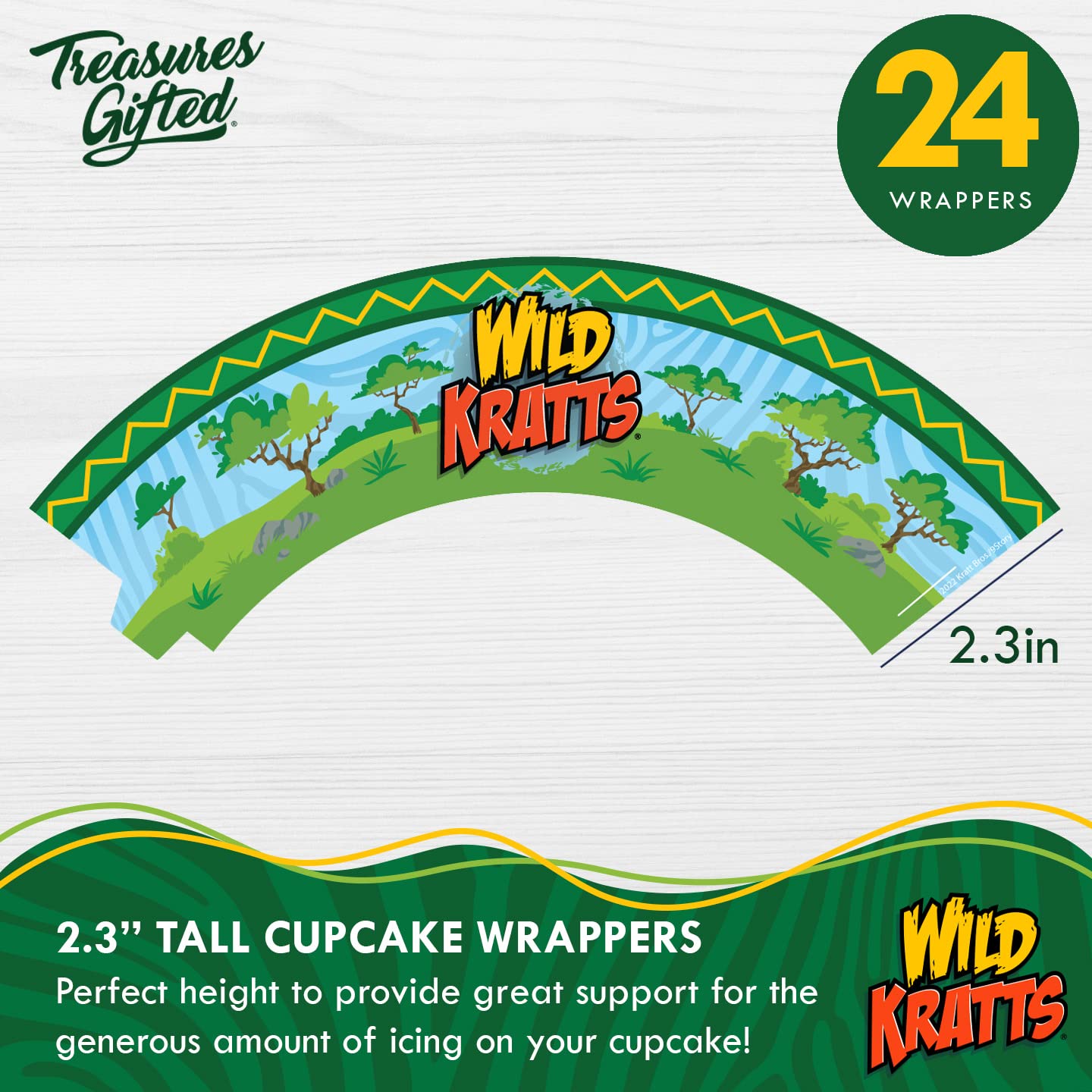 Treasures Gifted Wild Kratts Cupcake Toppers & Wrappers - 24ct Paper Party Supplies