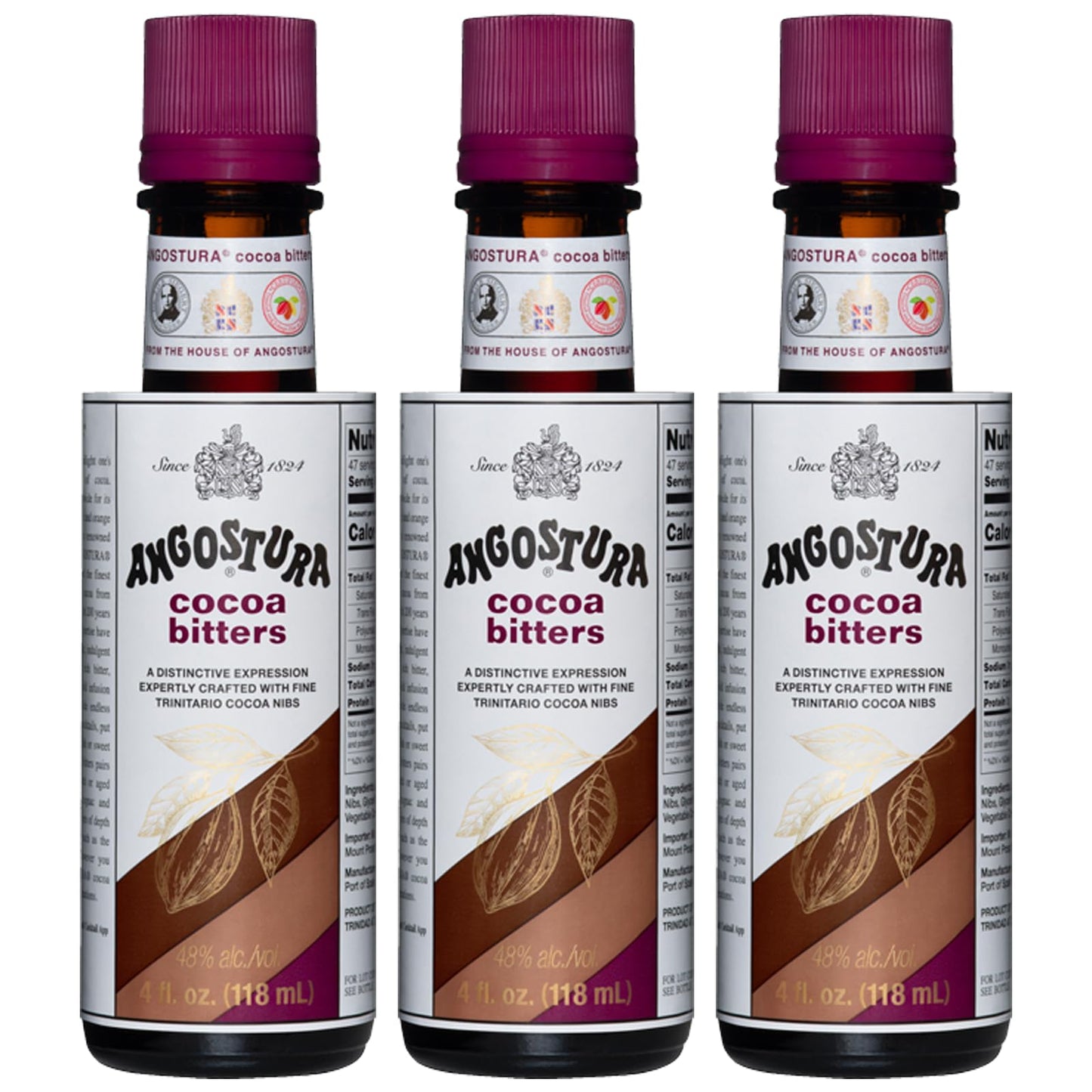 ChromaCast Angostura Cocoa Bitters, Premium Cocktail Bitters, 3 PACK, Kosher Certified, Sodium-Free Flavor Enhancer