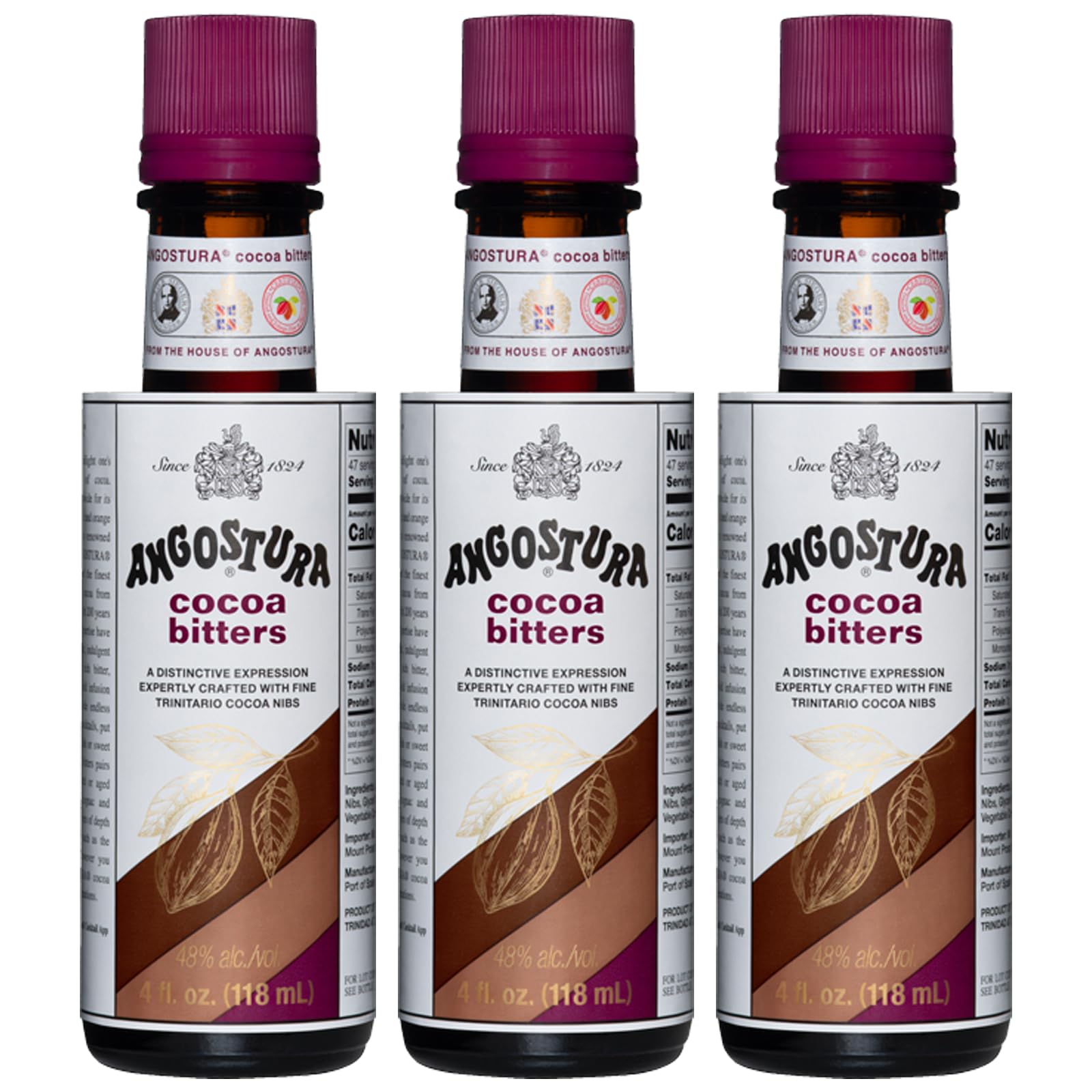 ChromaCast Angostura Cocoa Bitters, Premium Cocktail Bitters, 3 PACK, Kosher Certified, Sodium-Free Flavor Enhancer