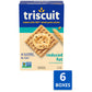 Triscuit Reduced Fat Whole Grain Wheat Crackers, Vegan Crackers, Vegan Snacks, Bulk Lunch Snacks, 6 - 7.5 oz Boxes