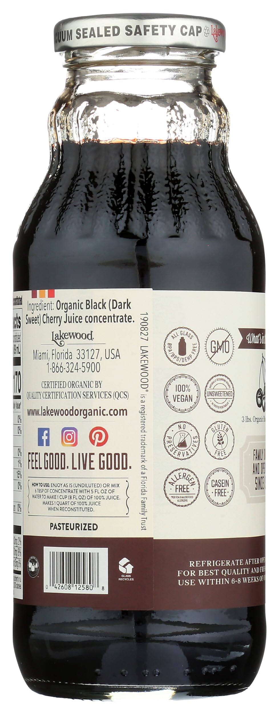 LAKEWOOD Organic Cherry Concentrate, Black, 12.5 FZ