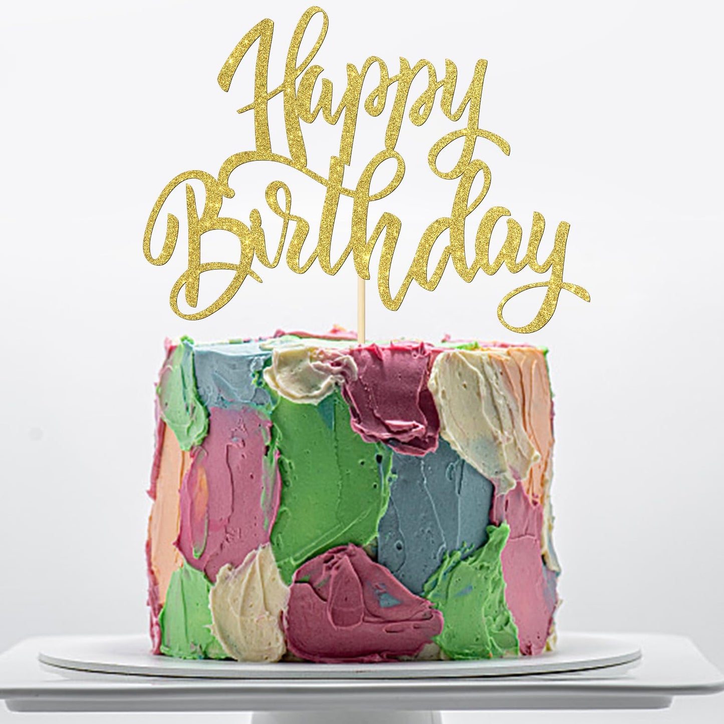 Notbadsys Happy Birthday Cake Decorations, Gold Double-Sided Glitter Letters, Birthday Party Supplies, Cake Topper Decorations (Gold)